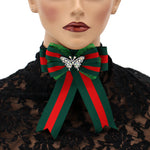 Green Red Necktie Butterfly Bow Brooch