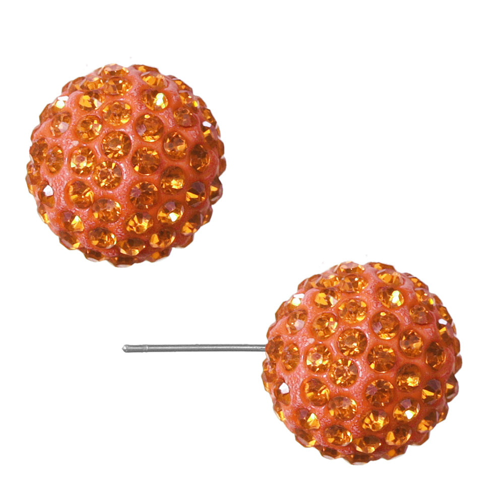 Orange Large Fireball Stud Earrings