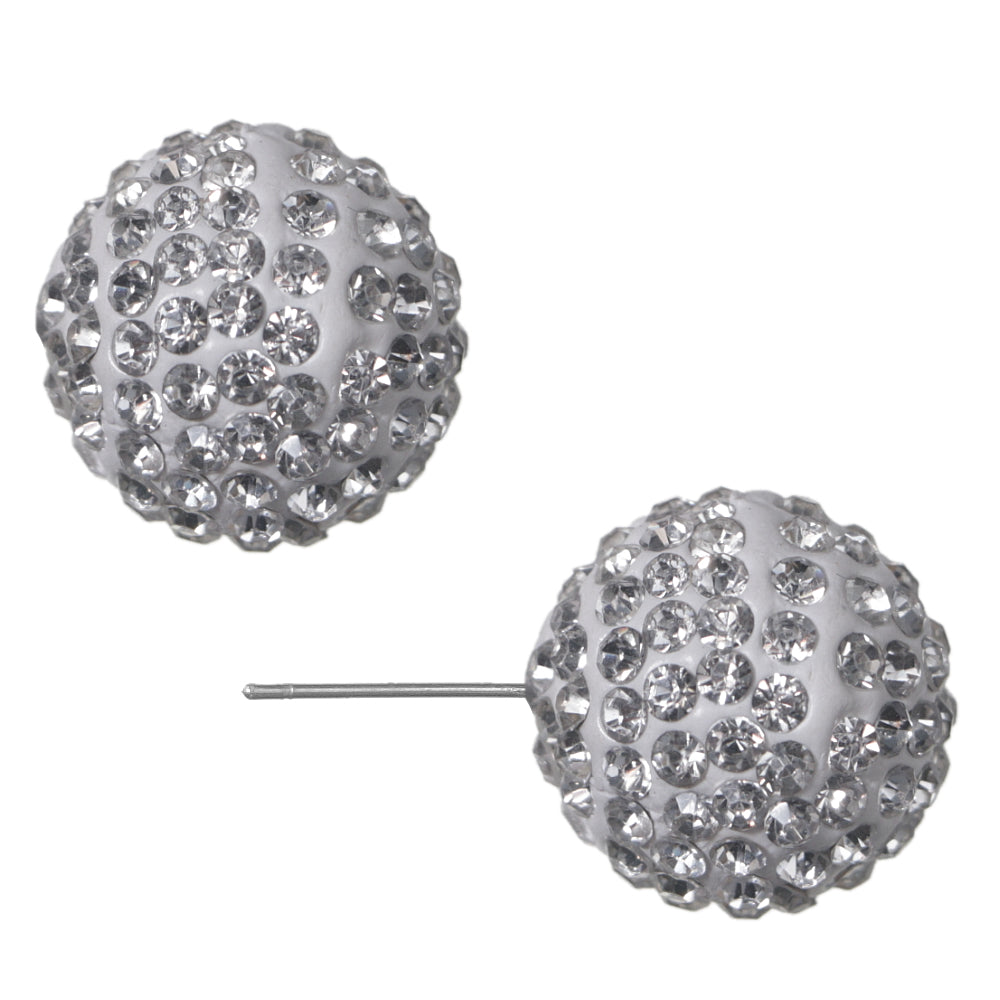 White Large Fireball Stud Earrings